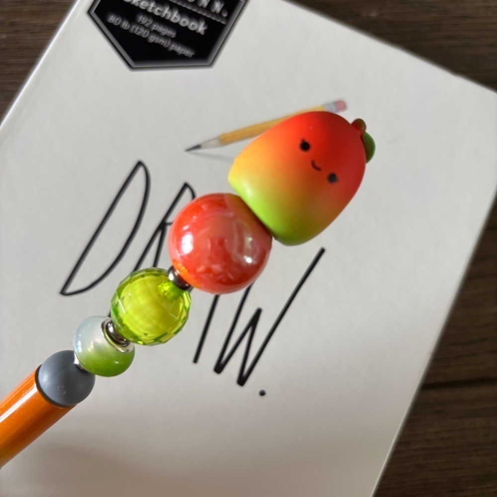 Squishmallows Mango handmade beaded pen